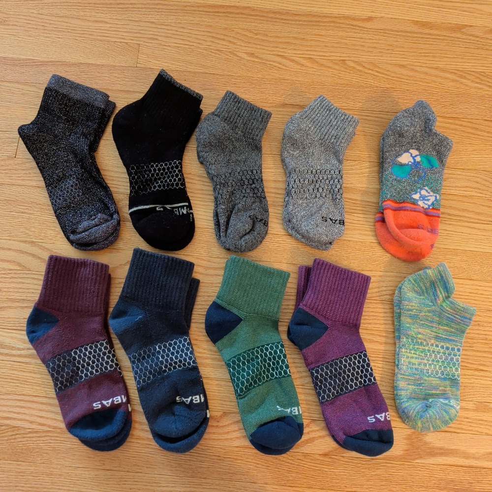 Bombas Womens Ankle Quarter Socks Lot 10 Pairs Merino Wool Cotton Medium Large